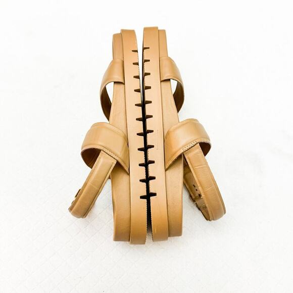 Zara Flat Low Platform Nude Double Strap Sandal Size 40 - Picture 3 of 5